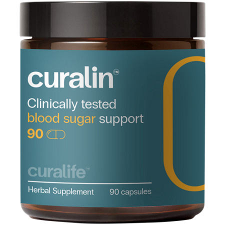 Curalin blood sugar support capsules bottle front