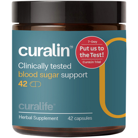 CuraLife Curalin Advanced Blood Sugar Support capsules jar front