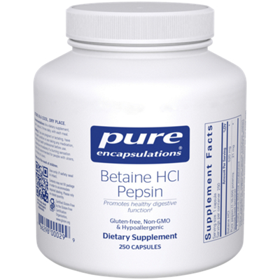Betaine HCl Pepsin for Healthy Digestion - 520MG  (250 Capsules)