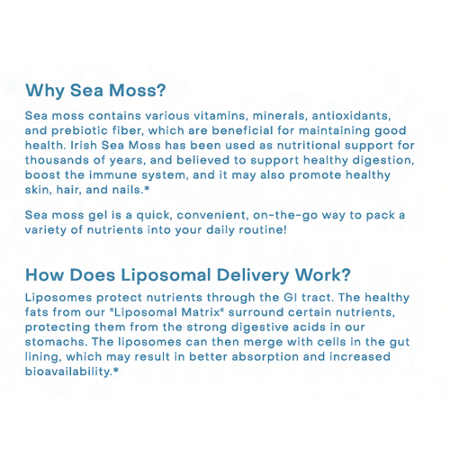 Why Sea Moss and How Does Liposomal Delivery Work text