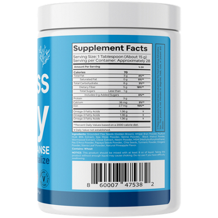 Sea Moss 7 Day Colon & Para Cleanse Facts Label