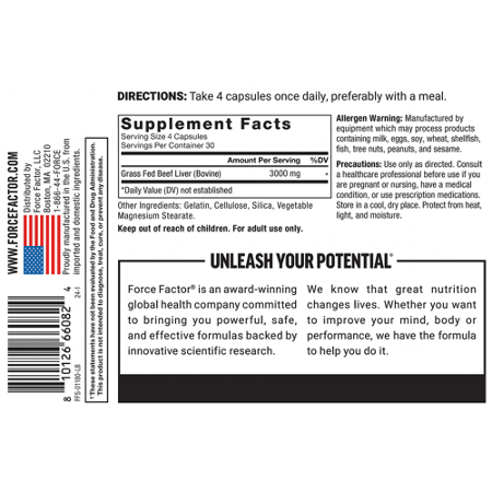 Directions for Force Factor Primal Origins Beef Liver capsules 3000 MG
