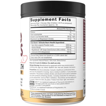 Supplement Facts for Force Factor Total Beets Powder