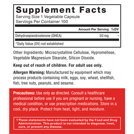 Supplement Facts for Force Factor DHEA Hormone Support
