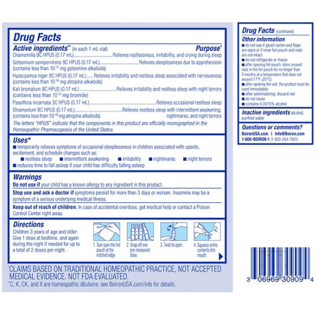 SleepCalm Kids Homeopathic Medicine label