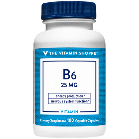 The Vitamin Shoppe Vitamin B6 Vegetable Capsules 25 MG bottle front