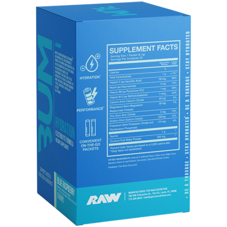 Supplement Facts for RAW BUM Hydrate Electrolyte Blue Raspberry