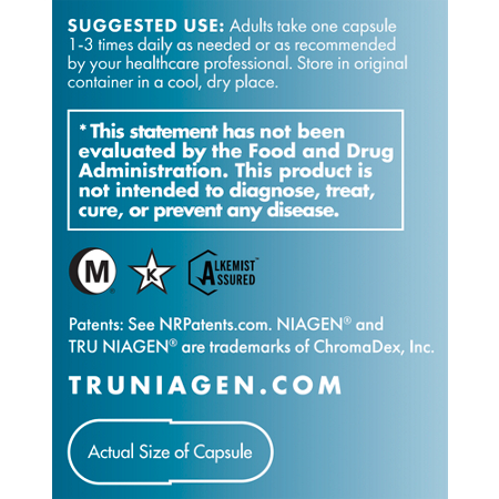 Directions for Tru Niagen Increases NAD 300 MG Vegetarian Capsules