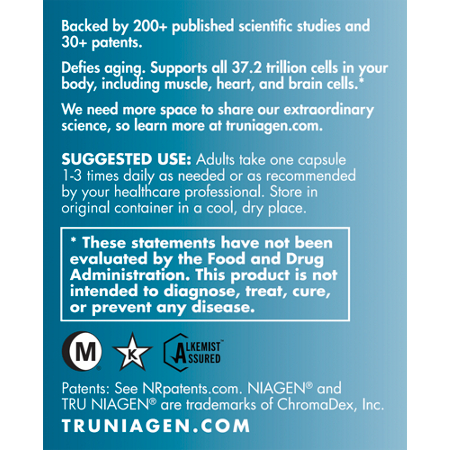 Directions for Tru Niagen Increases NAD Vegetarian Capsules 300 MG