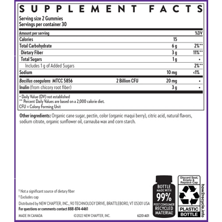 Label for New Chapter All-Flora Probiotic Gummies