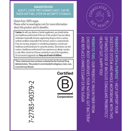 Directions for New Chapter All-Flora Probiotic and Prebiotic Gummies Raspberry