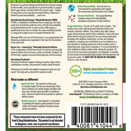 Directions for Irwin Naturals Berberine-Body plus Fat Burner