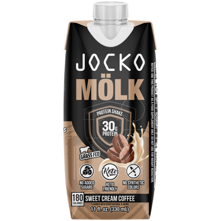 JOCKO FUEL Molk Grass Fed Protein Shake Sweet Cream Coffee drink front