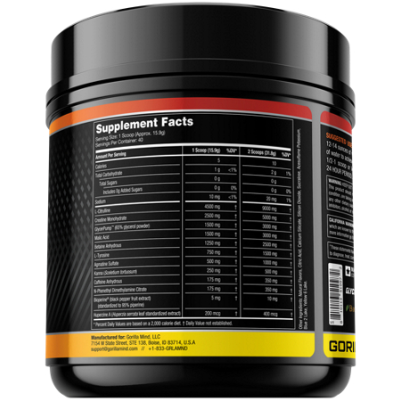 Gorilla Mode Pre-Workout Supplement Facts, Blackberry Lemonade