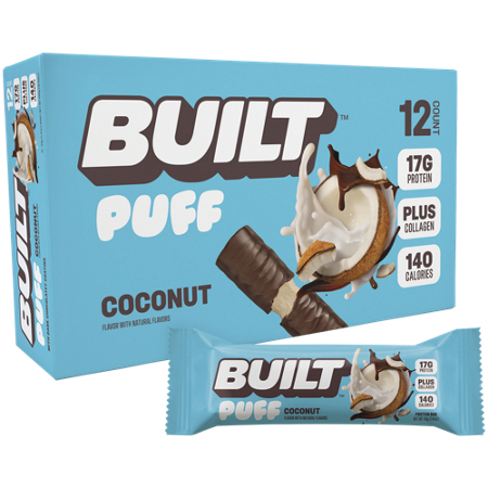 Built Brands Built Puff Protein Bar Coconut box front