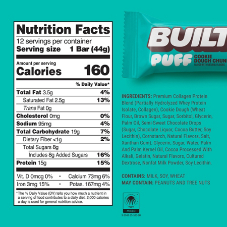Built Puff Protein Bar Cookie Dough Chunk view 3