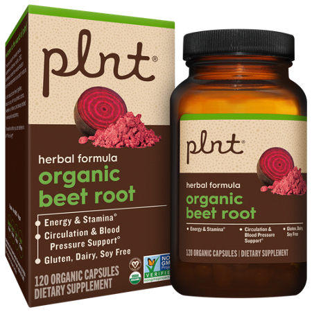 plnt Organic Beet Root capsules box and bottle front