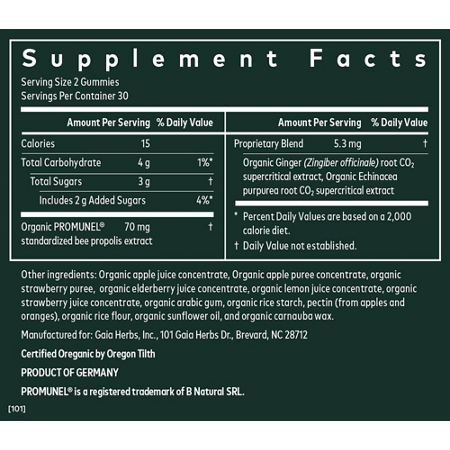 Gaia Herbs Immune Rapid Defense Gummies Label