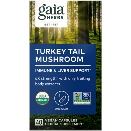 Gaia Herbs Turkey Tail Mushroom Immune Liver Support box front