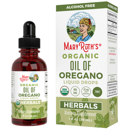 MARYRUTH'S Organic Oil of Oregano Liquid Drops bottle and box front