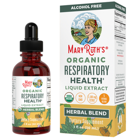 MaryRuth's Organic Respiratory Health Liquid Extract bottle and box front