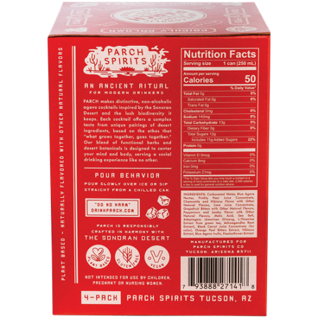PARCH Non Alcoholic Agave Cocktail box back