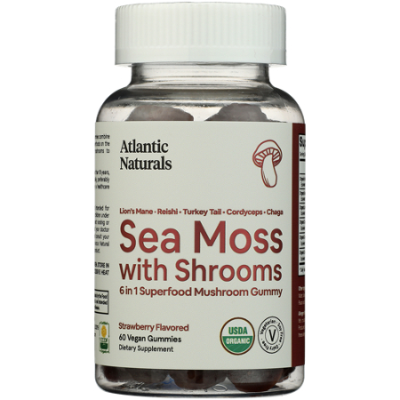Atlantic Naturals Sea Moss with Shrooms Gummies bottle front