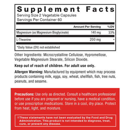 Supplement Facts for Force Factor Magnesium plus Theanine