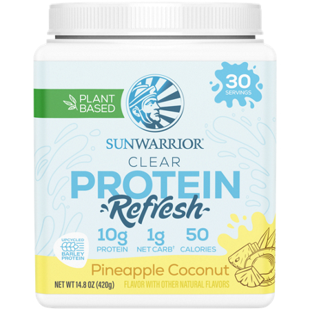 SunWarrior Clear Protein Refresh Pineapple Coconut container front