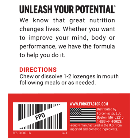 Directions for Force Factor Papaya Enzyme for Digestion lozenges 430MG