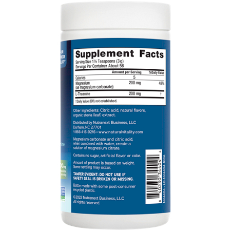 Supplement Facts for Calm Mind Magnesium Powder with L-Theanine