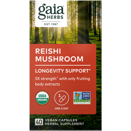Gaia Herbs Reishi Mushroom for Longevity Support box front