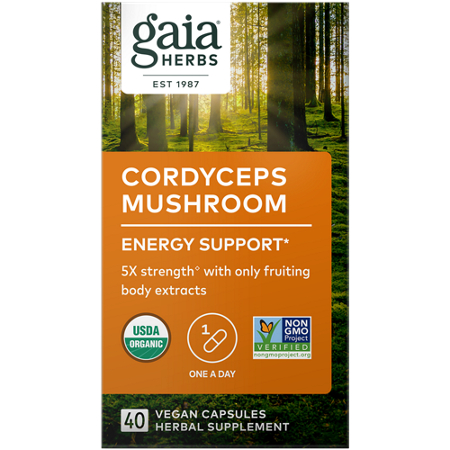 Gaia Herbs Cordyceps Mushroom Energy Support capsules box front