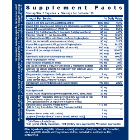 Life Extension Two-Per-Day Multivitamin label