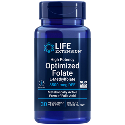 High Potency Optimized Folate – L-Methylfolate – 8,500 MCG Folic Acid (30 Tablets)