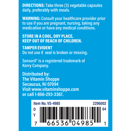 Directions for The Vitamin Shoppe Magnesium Glycinate with Ashwagandha capsules