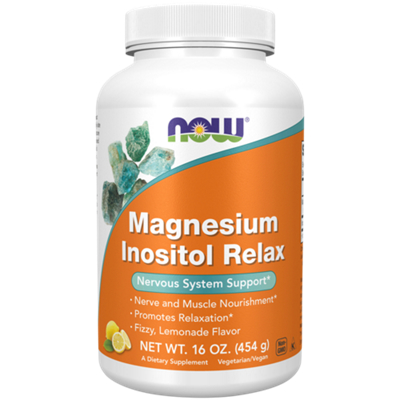 Magnesium Inositol Relax Powder – Nervous System Support – Fizzy Drink Mix – Lemonade (16 oz./76 Servings)