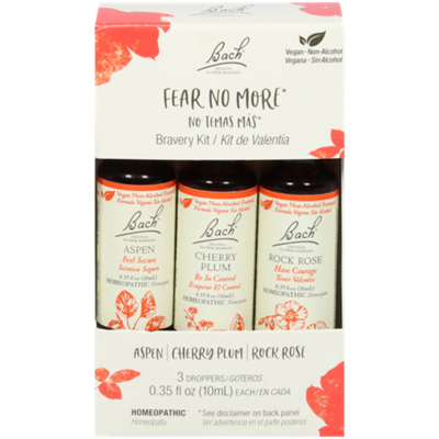 Bach Remedies Fear No More Homeopathic Travel Kit - Aspen, Cherry Plum & Rock Rose Droppers (3 Droppers)