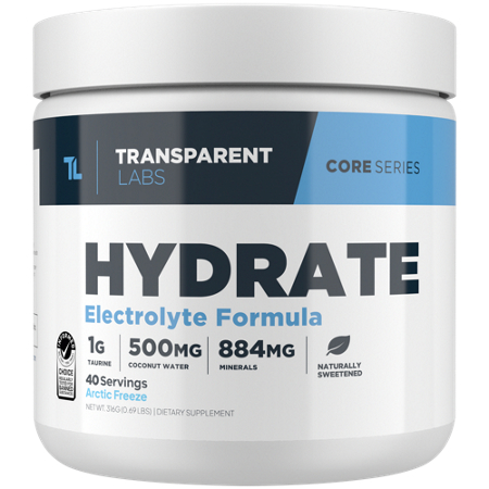 Transparent Labs Hydrate Electrolyte Formula Arctic Freeze bottle front