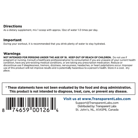 Directions for Transparent Labs Hydrate Electrolyte Formula Arctic Freeze