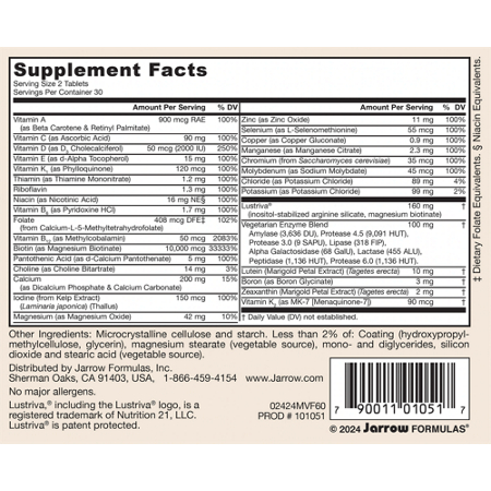 Label for Jarrow Formulas Womens Multi Plus Multivitamin