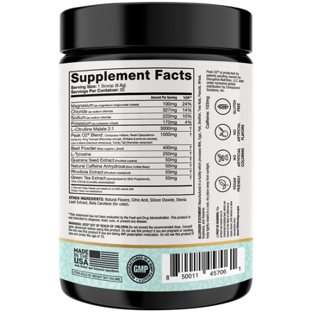 Supplement Facts label for Protea Nutrition Vitality Plus Powder Tropical