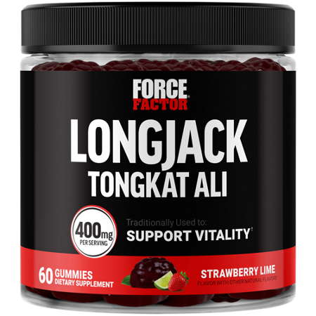 Force Factor Longjack Tongkat Ali gummies 400 MG jar front