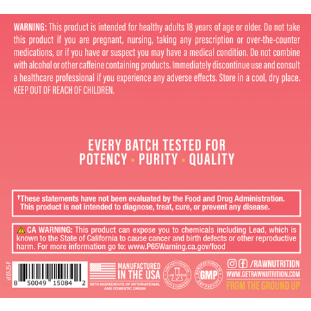 RAW Essential Pre-Workout Citrus Grapefruit container back