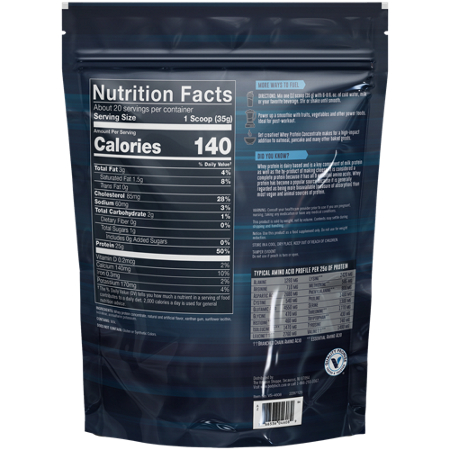 Nutrition Facts label for BodyTech Whey Protein Concentrate Vanilla