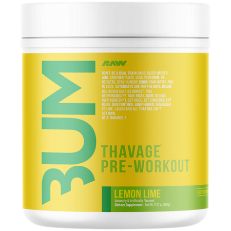 RAW Thavage Pre-Workout Powder Lemon Lime 17.71 oz front