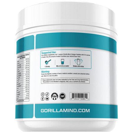 Gorilla Mind Collagen Peptides Powder Blue Raspberry view 4