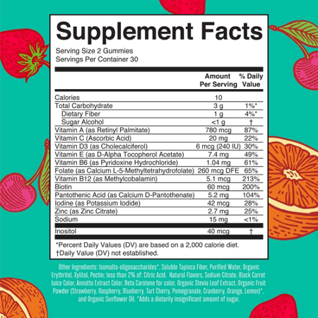 Label for MARYRUTH'S Teen Multivitamin Gummies Sugar-Free