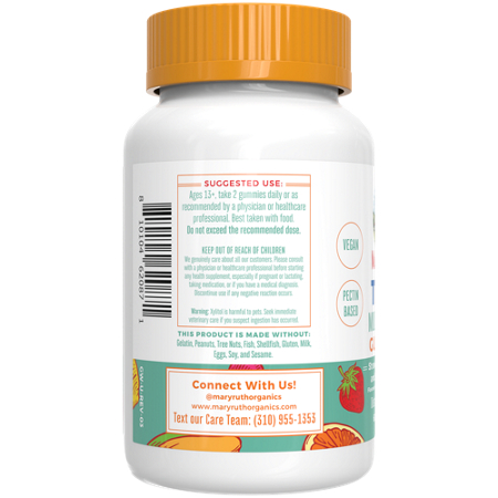 MaryRuth's Teen Multivitamin Gummies bottle back