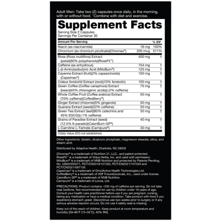 Supplement Facts label for Nugenix Thermo-X Extreme Thermogenic Fat Burner